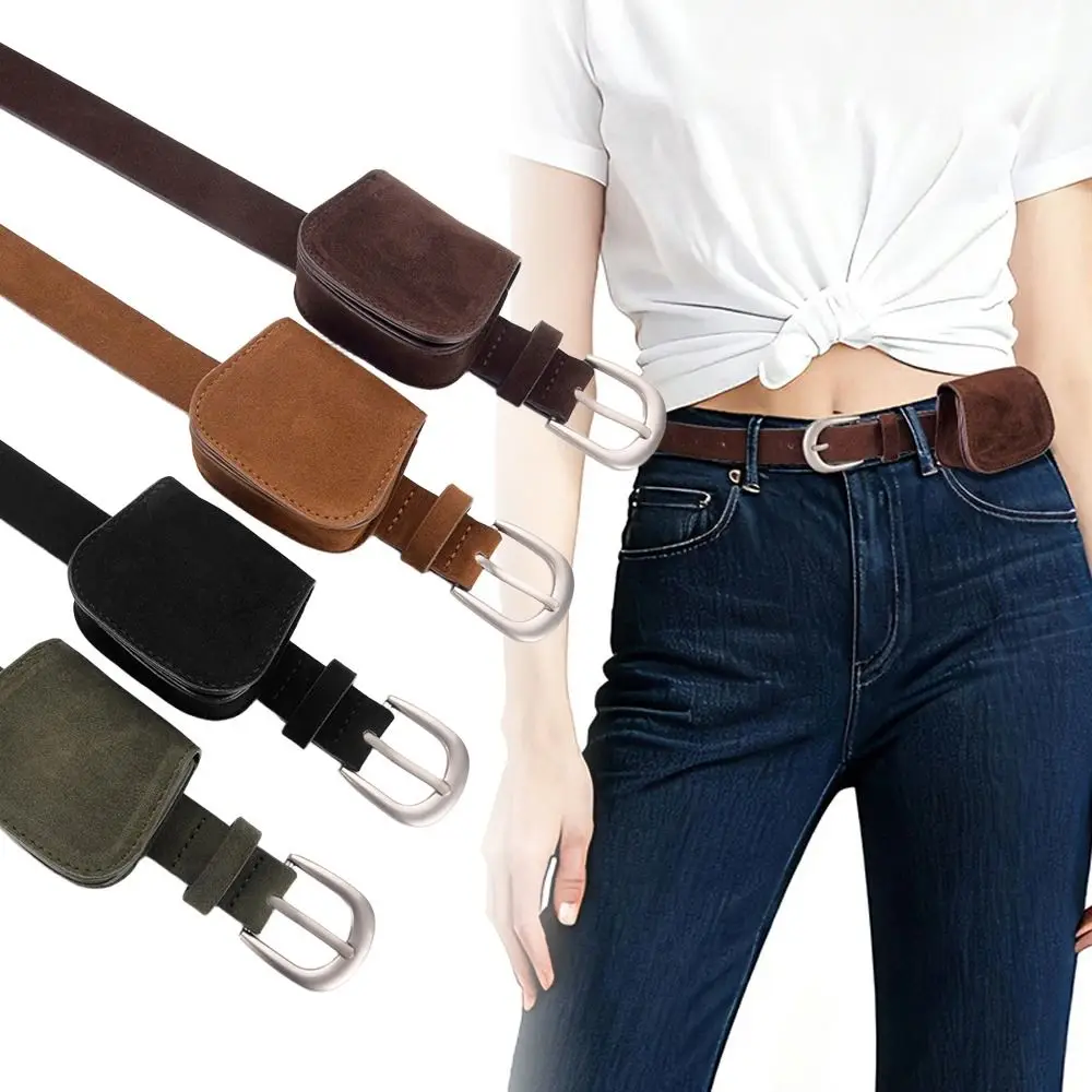 العصرية دبوس مشبك الجلد المدبوغ حزام خصر تصميم فاخر تنوعا الخصر حقيبة حزام جلد النساء حزام الملابس الجينز الديكور #5