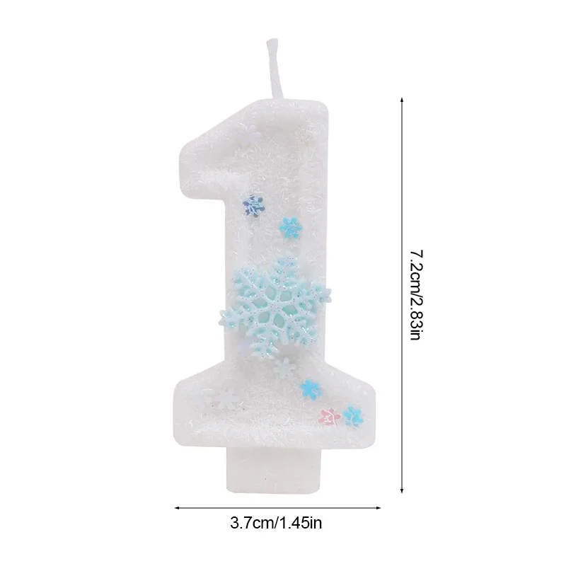 Glitter Snowflake White Number Cake Candles Kids Girl Frozen Birthday Party 0-9 Number Cake Topper Decoration Supplies Christmas view 6