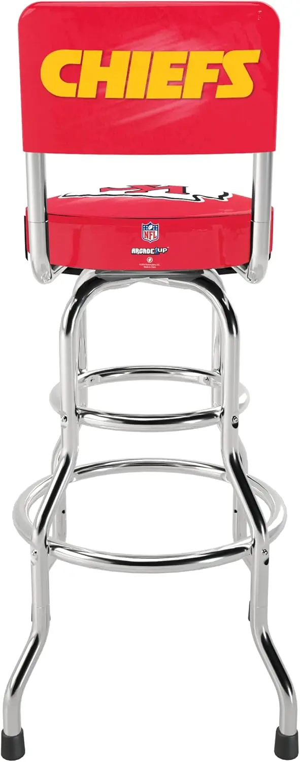 Blitz High Back Stool with Adjustable Height and Swiveling Padded Seat (Kansas City Chiefs)