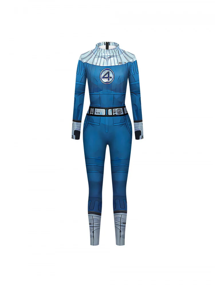 Nowy strój dla dorosłych do odgrywania ról, obcisłe ubrania, Halloween, kombinezon, obcisłe spodnie, kostium superbohatera Fstic Four, materiał z jedwabiu mlecznego