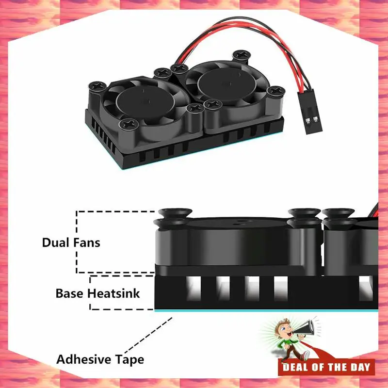 Entrega em 24 horas 2 ventiladores duplos com dissipador de calor Ultimate ventiladores de resfriamento duplos Cooler para Raspberry Pi 4B