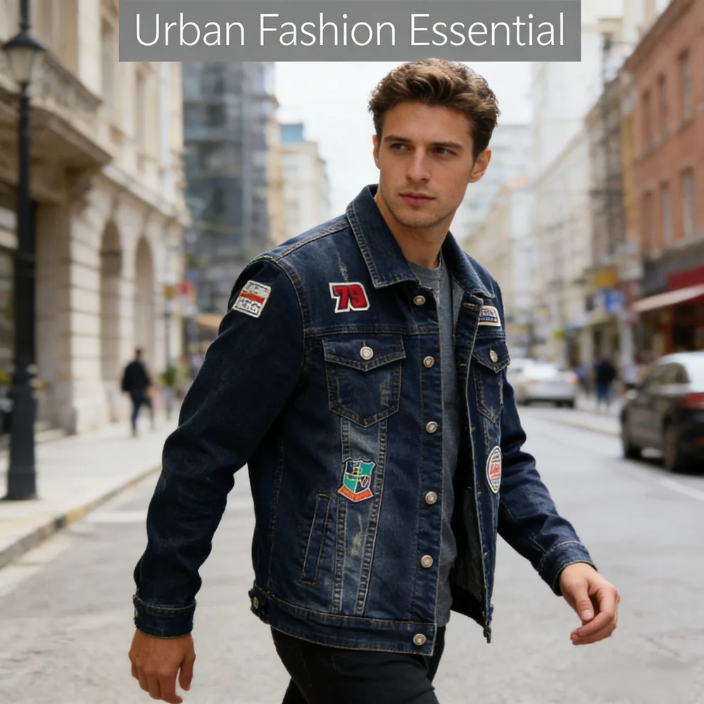 Maxulla denim jackets men original Spring jean jackets patchwork streetwear stylish Hip Hop denim jacket men street wear Mla026