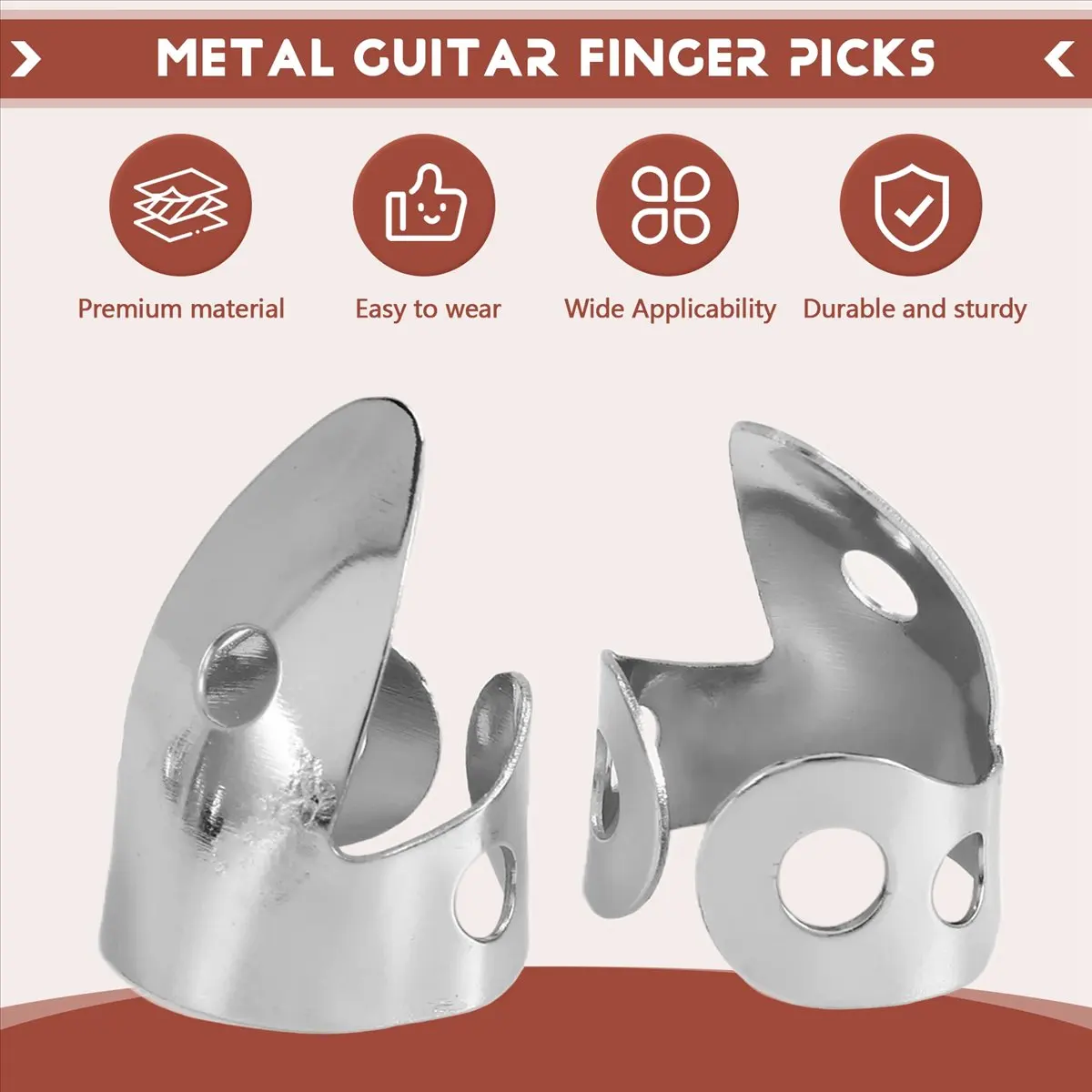 Y589A 핫 12개 세트 스틸 핑거 픽, 금속 핑거 픽 조절 가능한 기타, 밴조 및 기타 악기용 핑거 픽