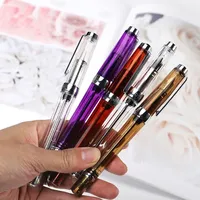 Wing Sung 3013 Vacuum Filling Fountain Pen Resin Transparent Ink Pen EF/F Nib 0.38/0.5mm Resin Business Christmas Writing Gift