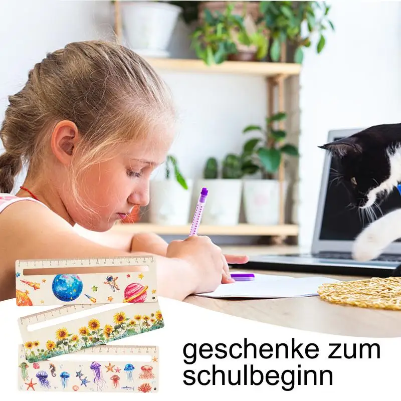 Legasthenie Lese werkzeuge niedlichen hölzernen Schüler Lineal 18 cm Holz Lesung Tracking Lineale Klassen zimmer Lieferungen für Schüler Lehrer