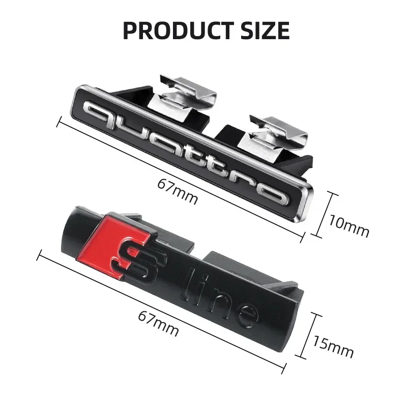 /سيارة الجبهة مصبغة شارة الجسم الجذع لاصقة تزيين السيارات QUATTRO شعار اكسسوارات لأودي S A3 A4 B8 8P 8V A6 C7 A5 Q5 B7 B