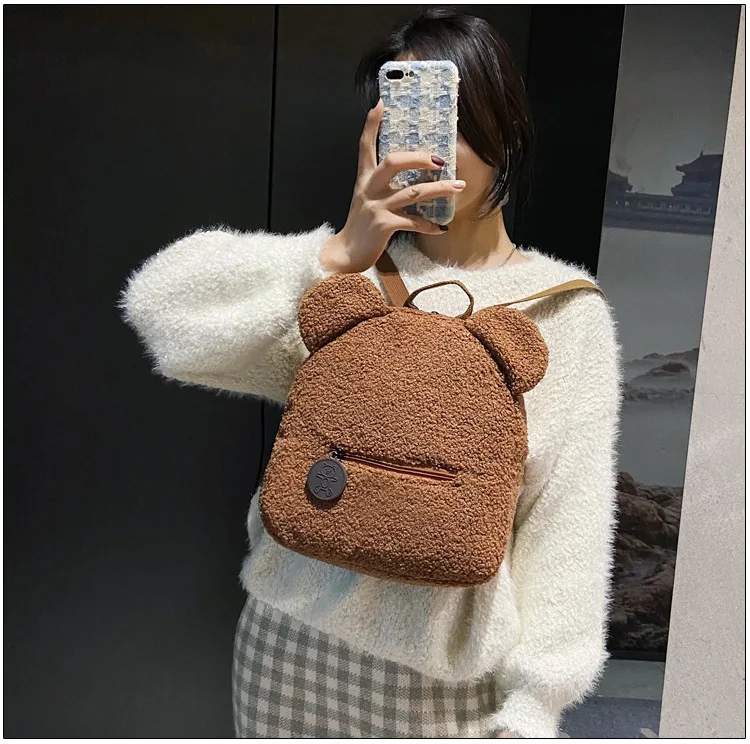 Mochila bordada personalizada, bolso de hombro de oso de peluche, mochila para niños, Mini mochila escolar de felpa suave de Animal lindo
