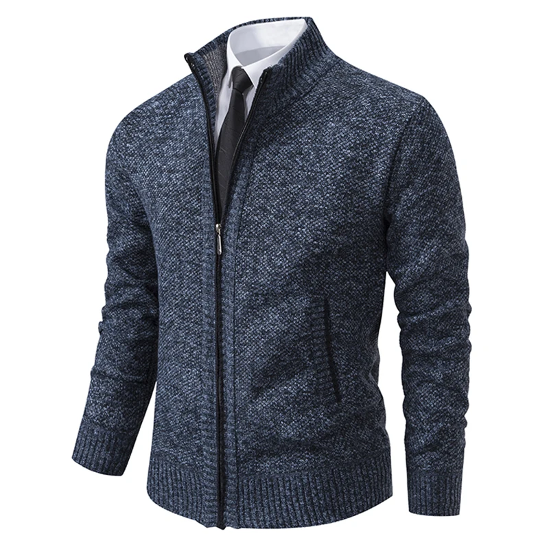 2023 Fall and Winter New Men\'s Cardigan Cardigan Jacket Sweater Zipper Stand-up Collar Knitted Thickened Jacket