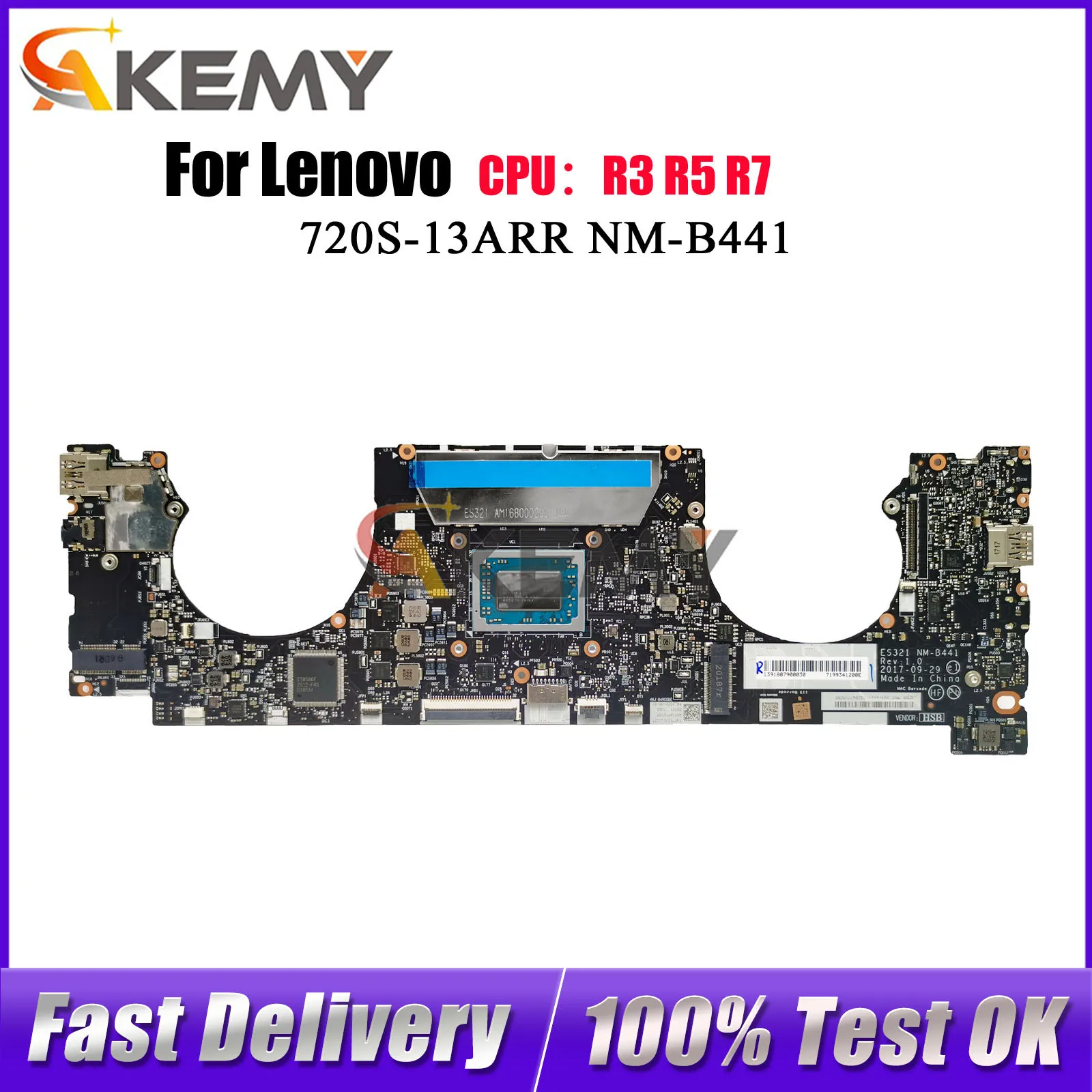 

Материнская плата для ноутбука Lenovo Ideapad 720S-13ARR NM-B441 с процессором R5 R7, 4 ГБ 8 ГБ ОЗУ, 100% протестировано, ОК