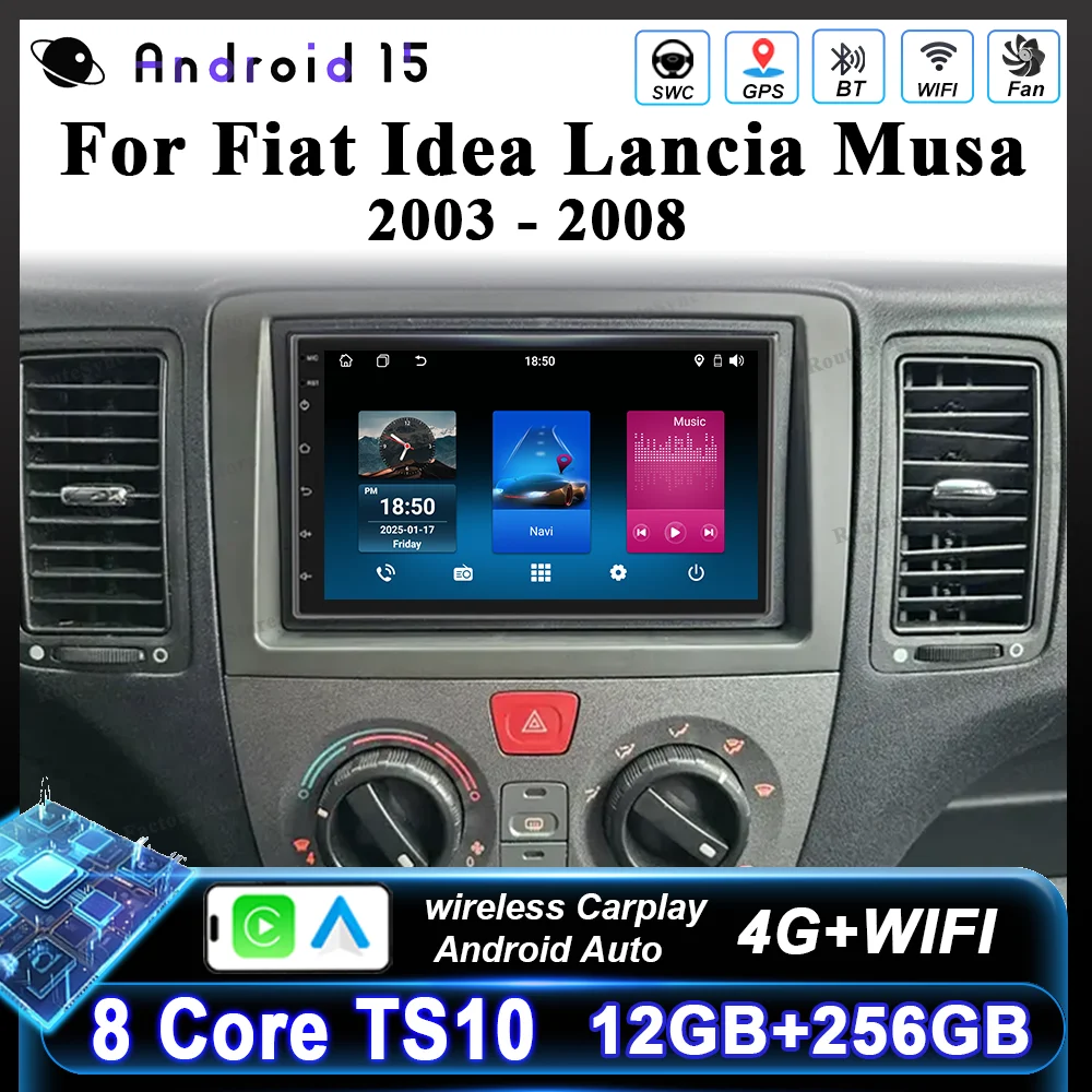 

7'' Android For Fiat Idea Lancia Musa 2003-2008 Auto Multimedia Player Stereo wireless Carplay GPS Navigation Head Unit Car Dvd