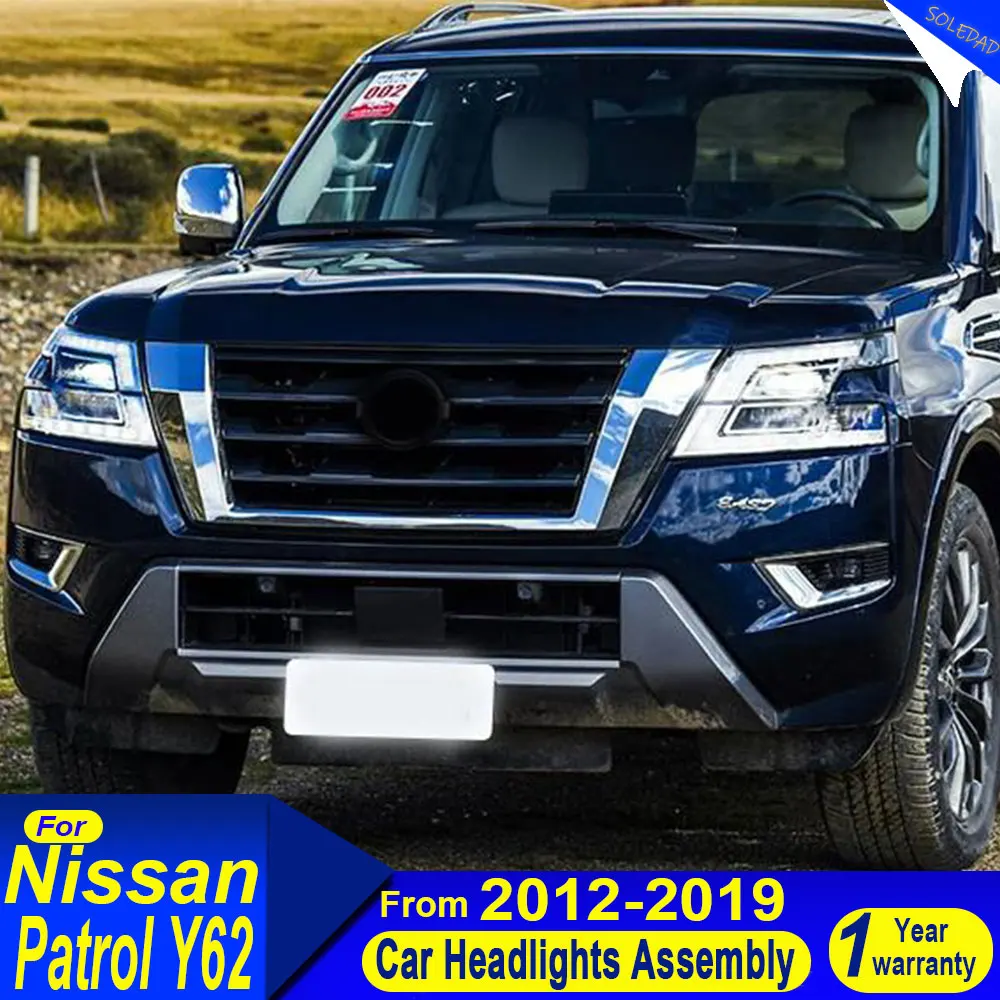 

Автомобильная фара для Nissan Patrol Y62 2012-2019, модифицированная, с динамическим сигналом поворота DRL, светодиодная фара нового поколения.