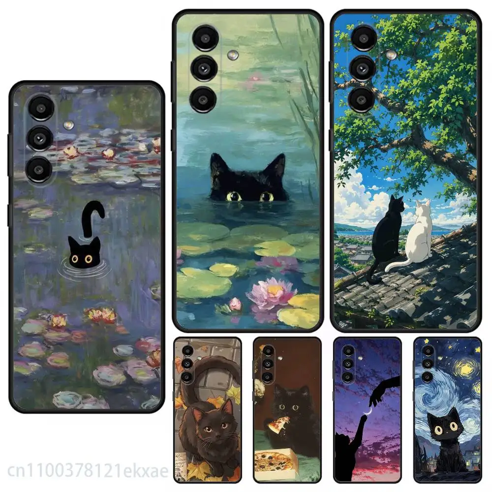 Cute kittens Cat Cartoon Art Phone Case For Samsung S25,24,21,22,23,20,S30,Ultra,Plus, Fe,5G Silicone Cover