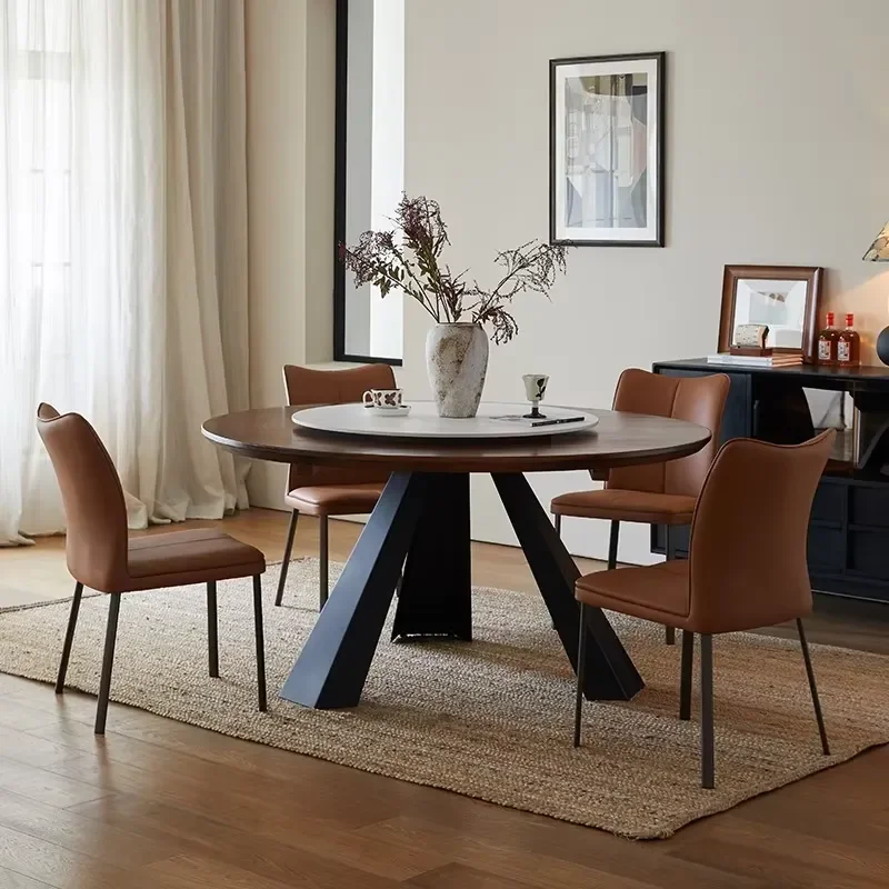 American Loft Style Solid Wood Round Table Simple Modern Home and Hotel Furniture Round Table and Chair Set for Restaurant