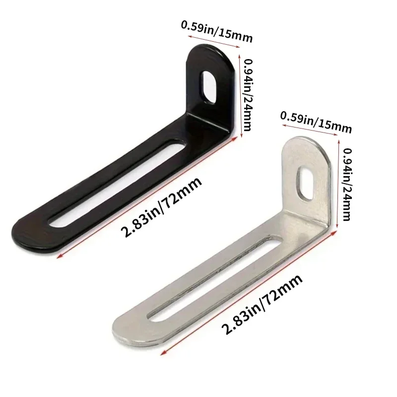 10pcs black and silver L-shaped adjustable angle brackets, suitable for furniture anti tilt bookshelves, hardware accessories