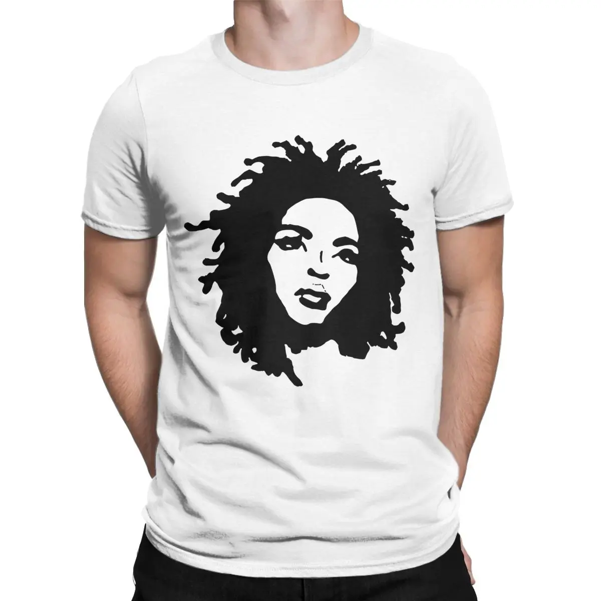 Men T-Shirts Lauryn Hill Funny 100% Cotton Tees Short Sleeve Homage Vintage Fugees T Shirts Crew Neck Tops Plus Size