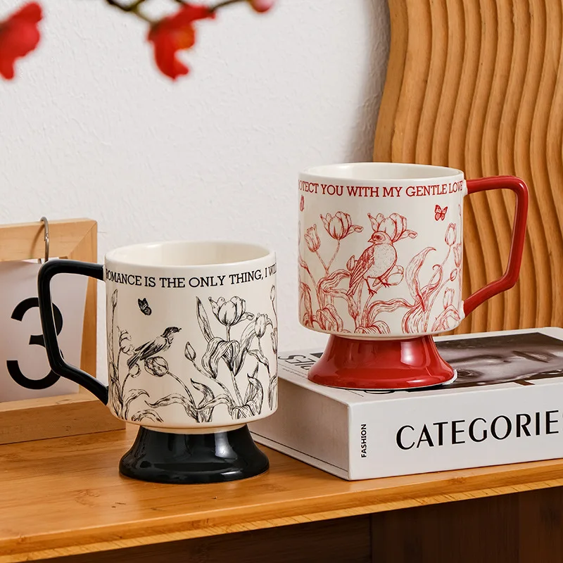 Vintage Ceramic Mug Couple Cup Home Office Water Cup Coffee Cup Girls Gift Holiday Souvenir Ceramic Mug High Value Coffee Mug