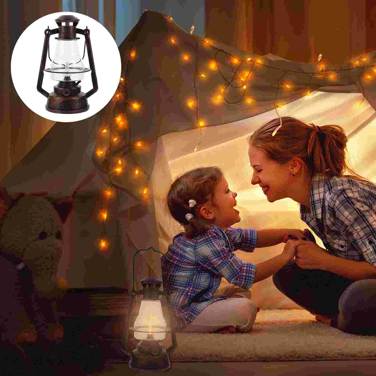 

Retro Lantern Lighting Lamp Atmosphere Decoration Camping Vintage LED Night Decorative Plastic Candlelight Portable