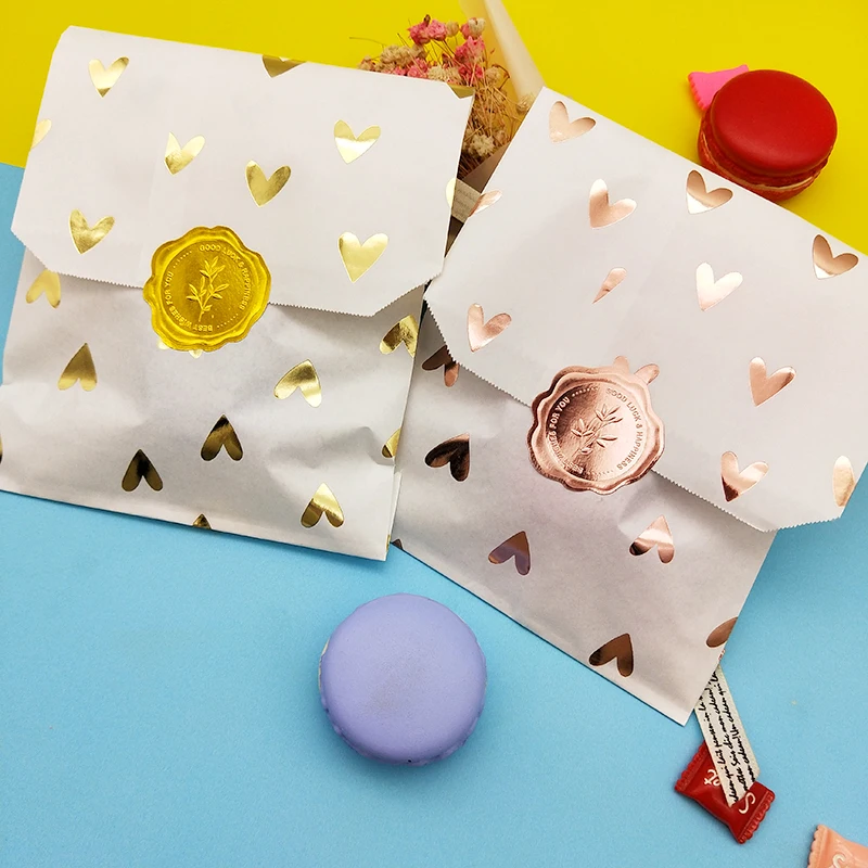 25pcs Food Goody Paper Bags dot Kraft Paper Bags Wedding Birthday Party Invitation Greeting Cards Paper Gift bag