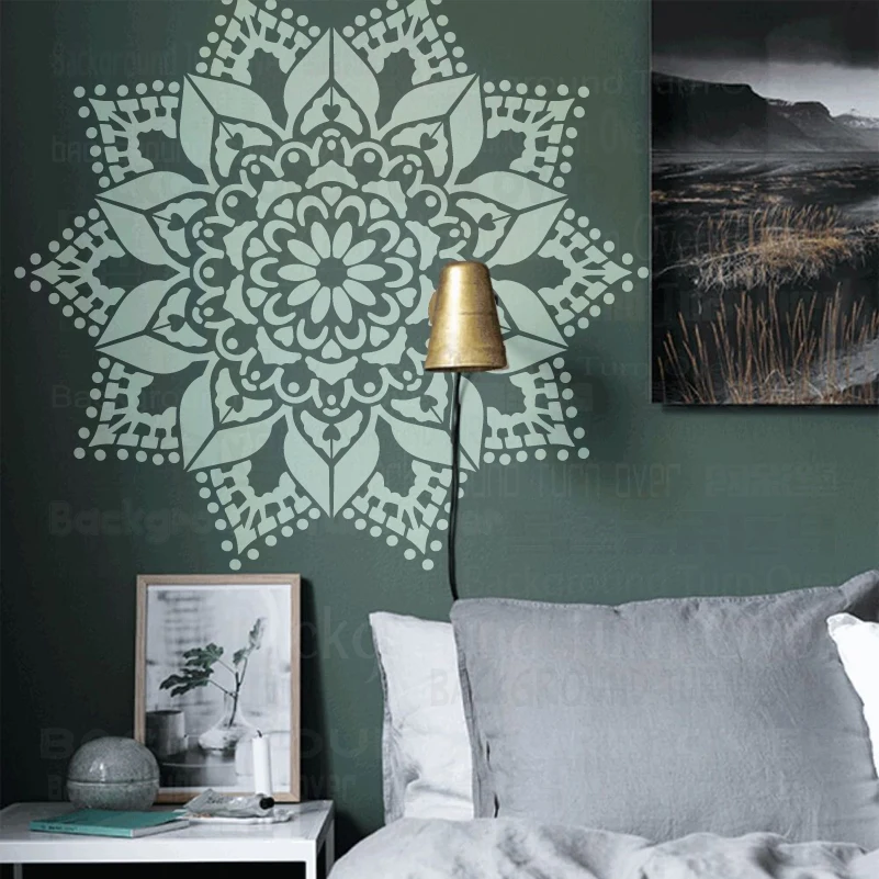 40cm - 80cm Stencil Stencils For Painting Wall Extra Large Decor Mandala Furniture Huge Giant Mandala Round Flower Lotus S303