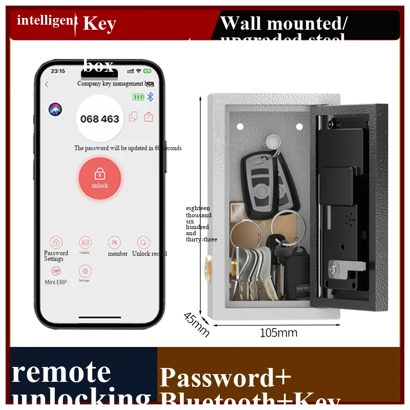 1-digit Dynamic Password  Wall-mounted Key Box  Car Key Box  Mobile Phone Card Storage  Remote Unlock