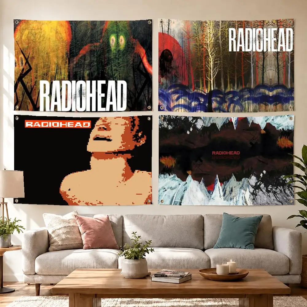Alt Band Radiohead Flags Concert Print Wall Hanging Art Banner, Indoor Outdoor Bedroom Home Decor Backdrop, Perfect Gift