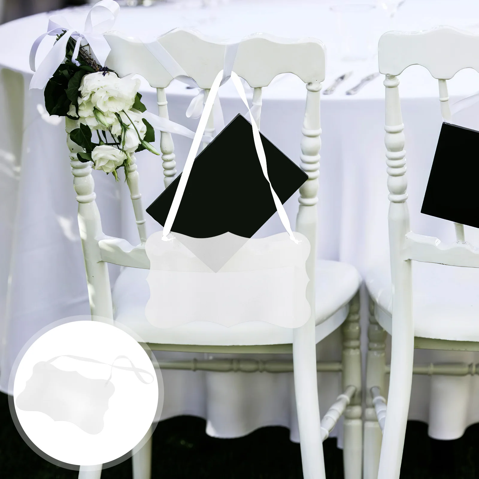 

4Pcs Blank Acrylic Reserved Signs for Wedding Chairs Clear Hanging Seat Name Tags with Ribbon for DIY Event Decorations Banquet
