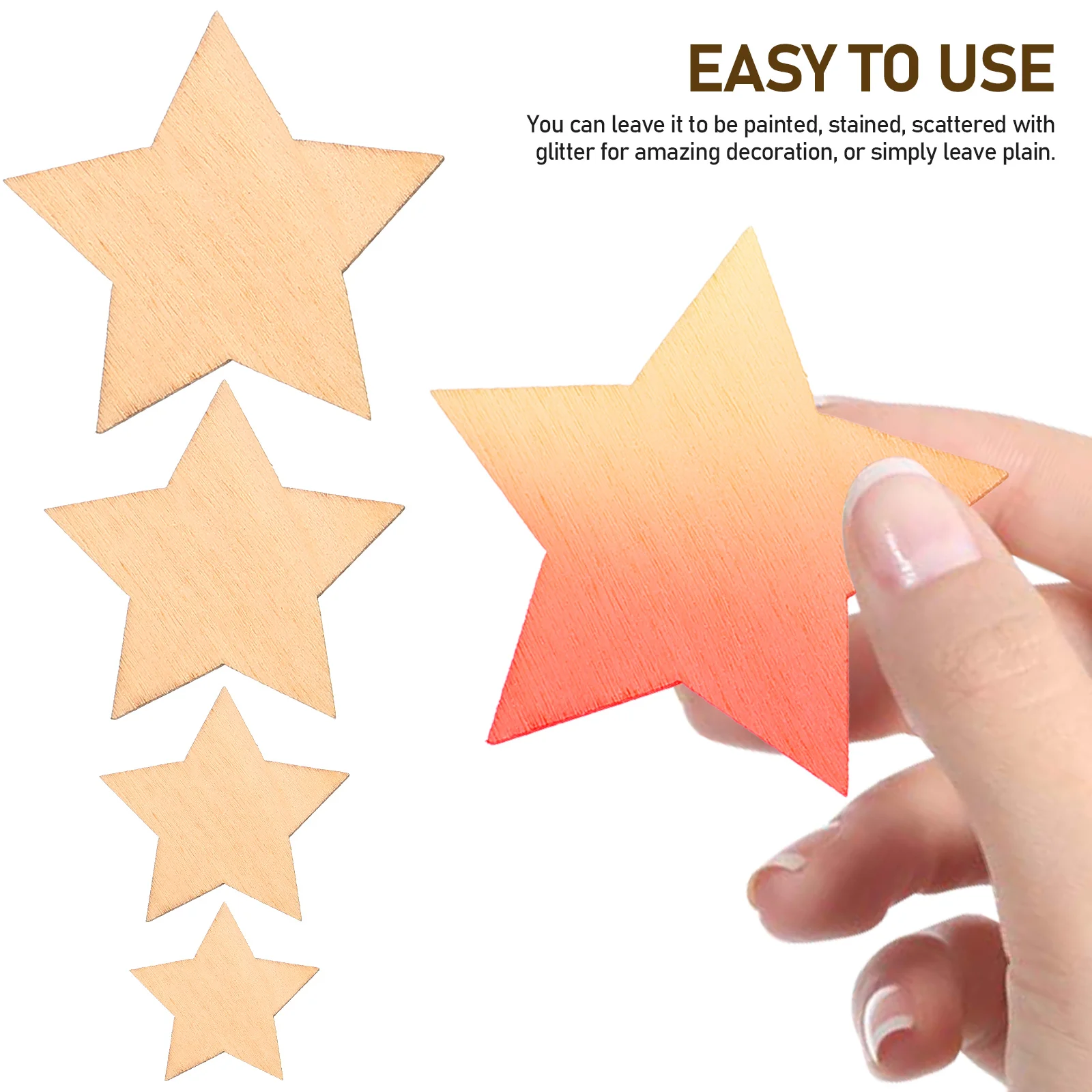 100Pcs Unfinished Wood Stars Natural Plain Craft Shapes for Painting Drawing Glitter DIY Projects Christmas Thanksgiving