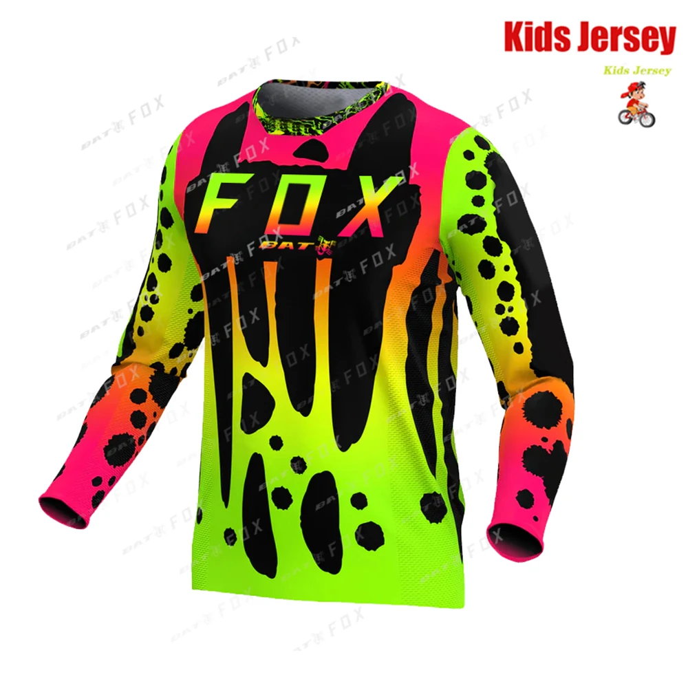 BAT FOX Kids MTB Shirts Downhill Jersey Motocross Mountain Enduro Jersey Offroad DH Bicycle T-shirt Motorcycle Children\'s Jersey