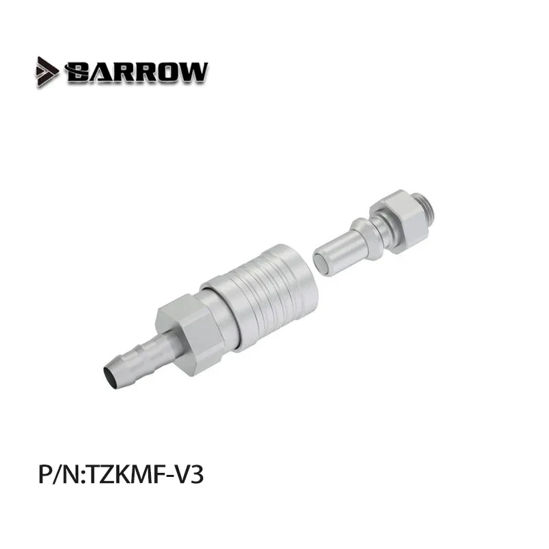 Barrow 304 Stainless Steel G1/4'' Fittings / Seal Up Lock / Quick Connector Stop Sealing for ID7.6mm Soft Tube / Silver TZKMF-V3