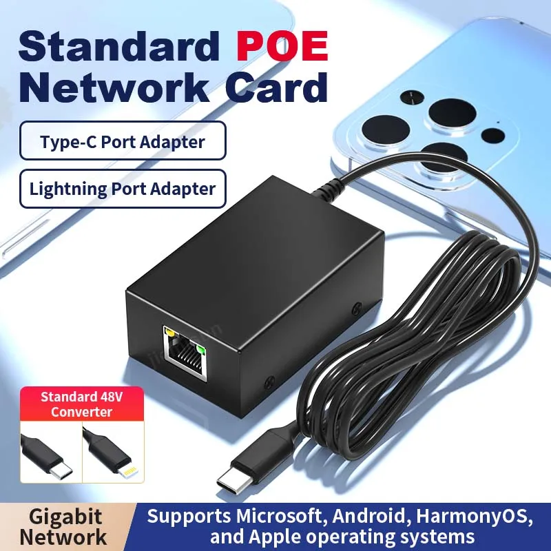 poe-から-type-c-lightning-へのコンバータ-poe-給電ネットワークカード-100-1000mbps-電話タブレット-pc-イーサネットアダプタ用
