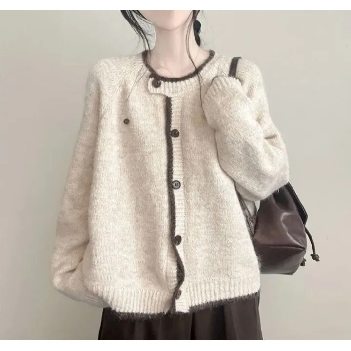 

Шикарный женский вязаный свитер, мягкий уютный открытый кардиган на одной пуговице, свободный топ на осень-зиму, универсальный повседневный модный