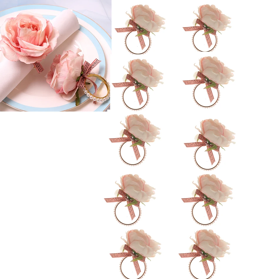 

Набор из 12 имитационных цветов эвкалипта для салфеток, розовые кольца для салфеток в виде роз, украшение для праздничного стола на свадьбу или вечеринку