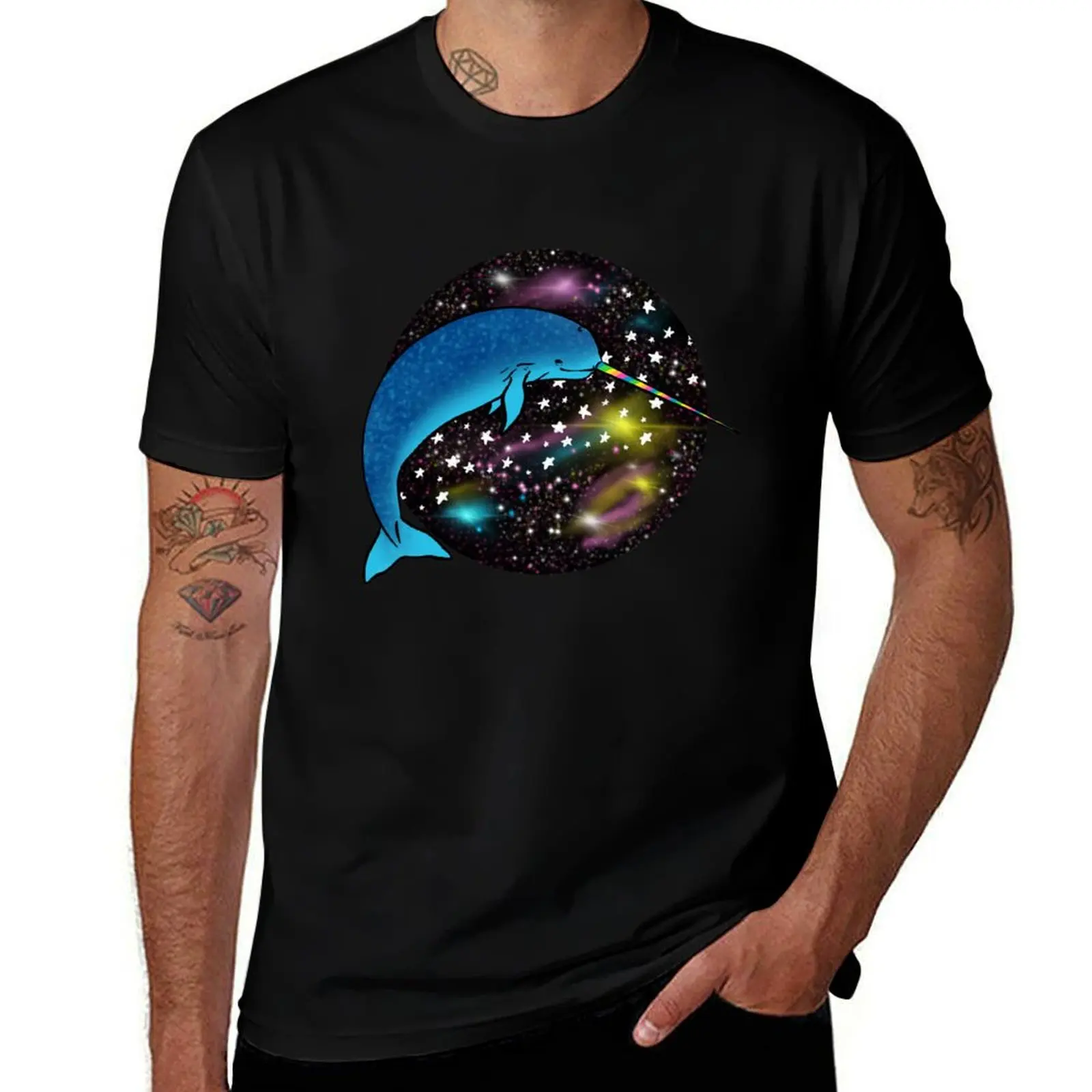 

Rainbow Narwhale T-Shirt Personalized t-shirt customizeds street wear graphic shirts cotton t shirt men