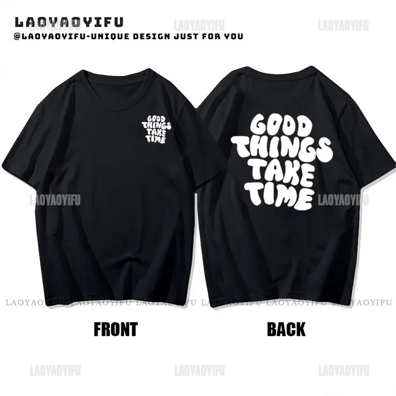 Good Things Take Time Pattern Print Men's T-shirt Comfy Graphic Cotton Tee Men's Summer Casual Clothes Men's Clothing for Men image 3