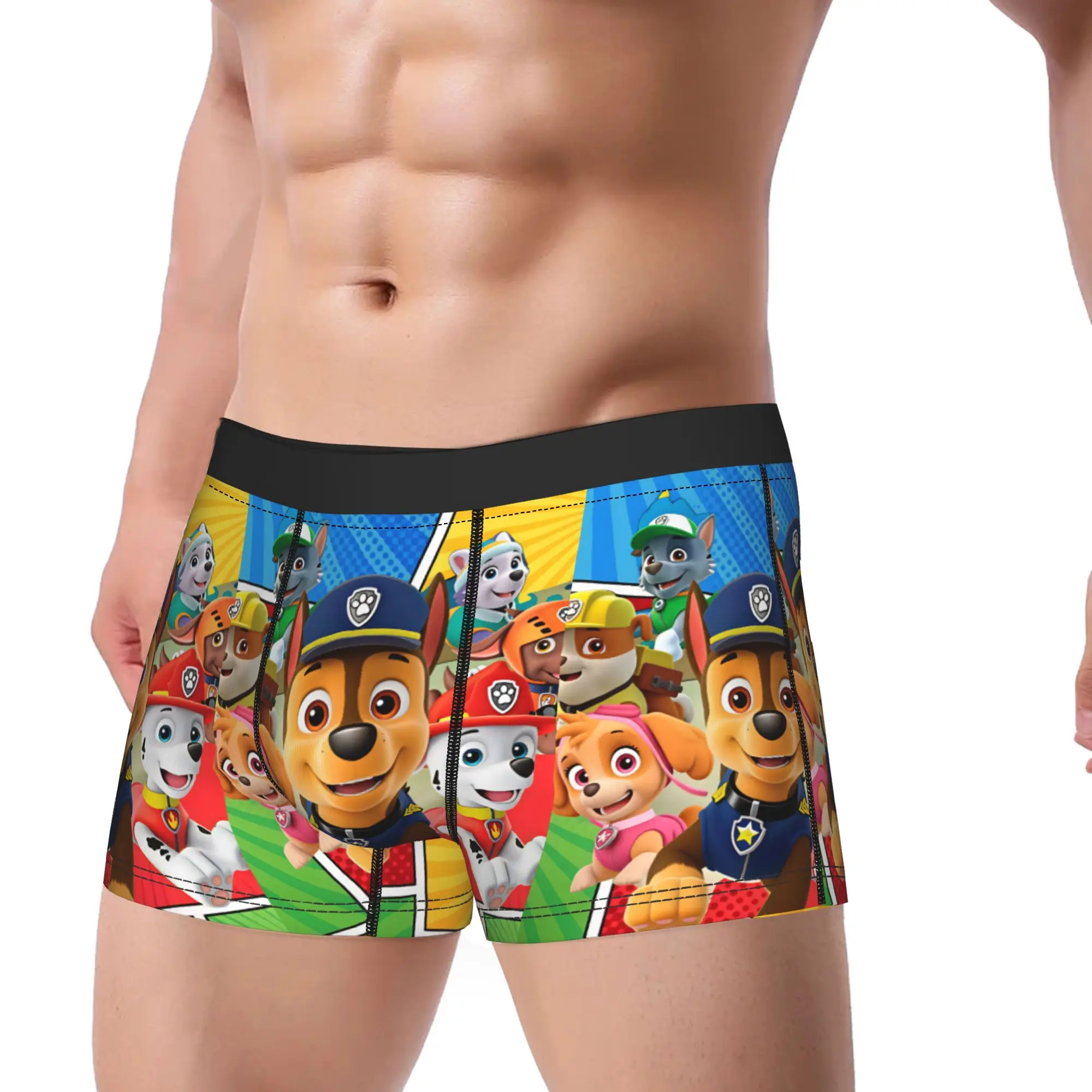 Paw Dogs Comic Panel Main Team Underwear  Men's Boxer Brief Comfortable Boxershorts Trenky Design Plus Size Underpants