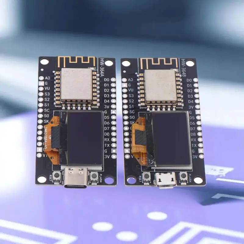 

Макетная плата ESP8266 включает 0,96-дюймовый OLED-дисплей с защитным чехлом, беспроводной модуль Wi-Fi CH340, ESP12E TypeC.