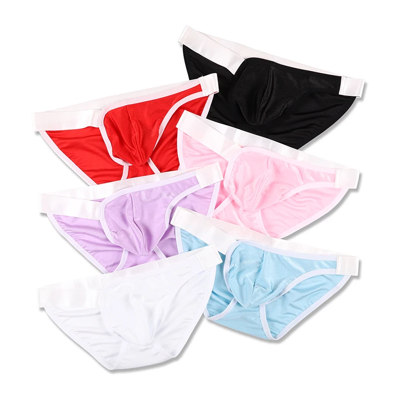 

Men's Silky Briefs Underwear Novelty Irregular Flexible Wide Waistband Bulge Pouch Jockstraps Colorful Breathable Panties