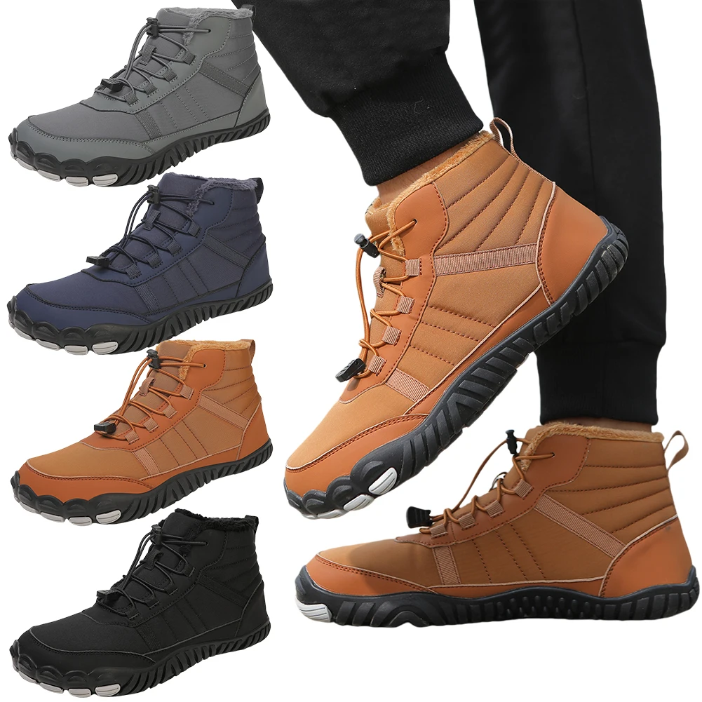 Barefoot Snow Boots Outdoor Trekking Shoes Fur Lined Casual Winter Booties Lightweight Thermal Snow Sneakers for Hiking Climbing