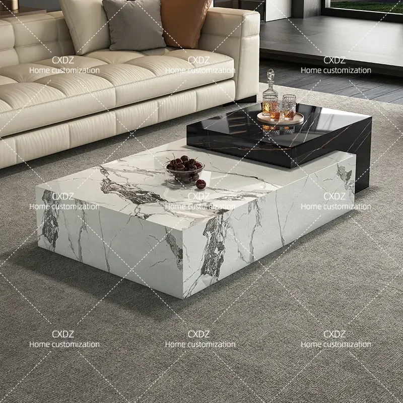 Rock Slab Coffee Table Rectangular Modern Minimalist Large Living Room High End Household Furniture Combination New Style