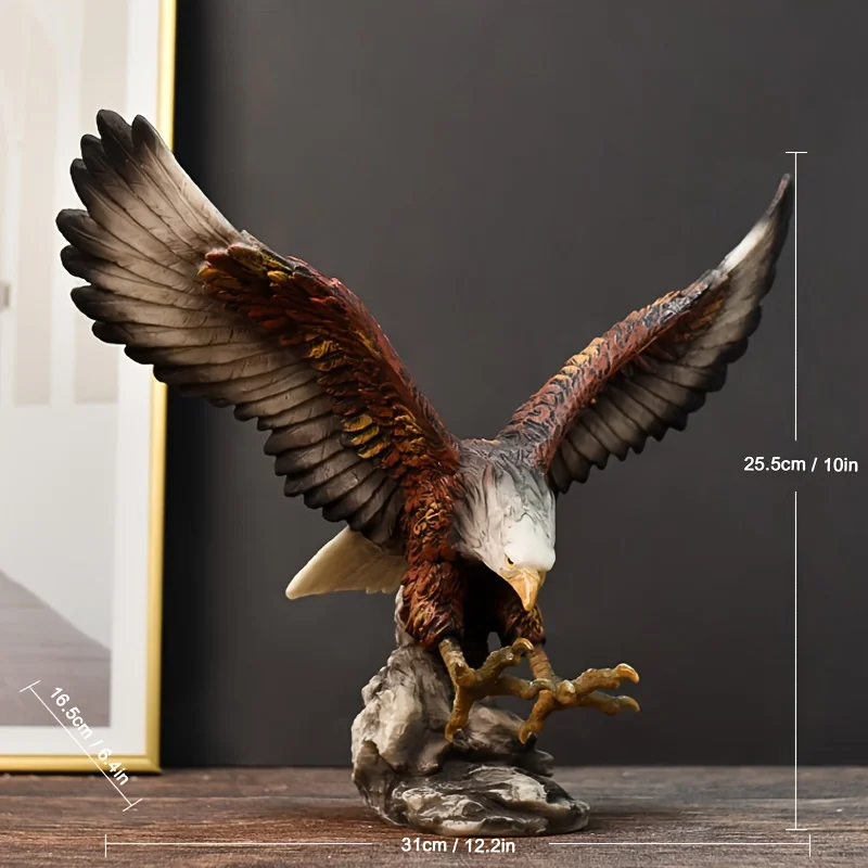 Estatua de águila de resina abstracta moderna, criatura alada majestuosa, detalles intrincados, decoración para sala de estar y oficina, regalo de 18,5 cm, 1 ud.