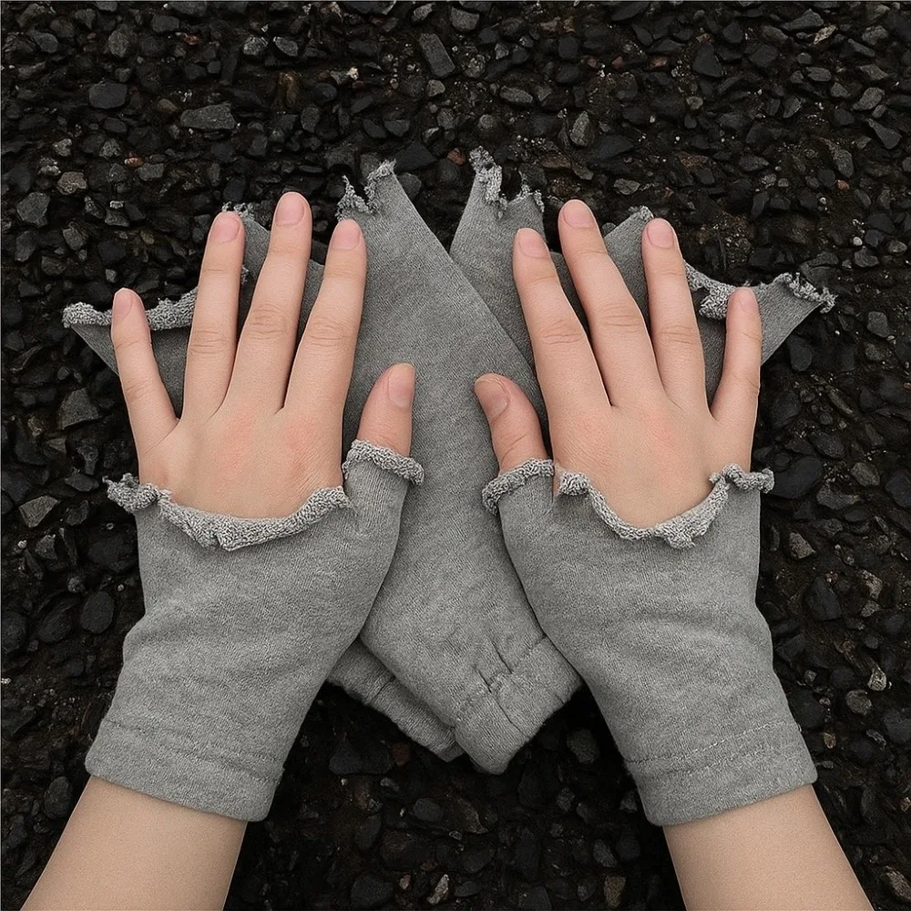 탄성 힙합 불규칙한 눈물 가장자리 장갑 펑크 하위 문화 그런지 스타일 핑거리스 장갑 Y2K 트렌드 찢어진 장갑 streetwear