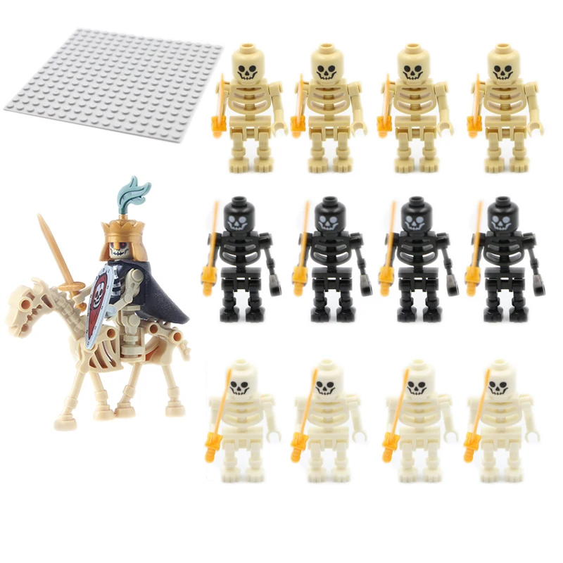 Medieval Castle Knight Soldier Warriors Skeletons Building Blocks Strong Orcs Figures Collection Toy for Children Model Gifts