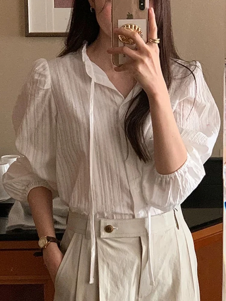 

Ele Chic Long Sve Women's irt Early Autumn New Sle Embroidered Lace Bubble Sve irt Korean Sle Slim Fit Top