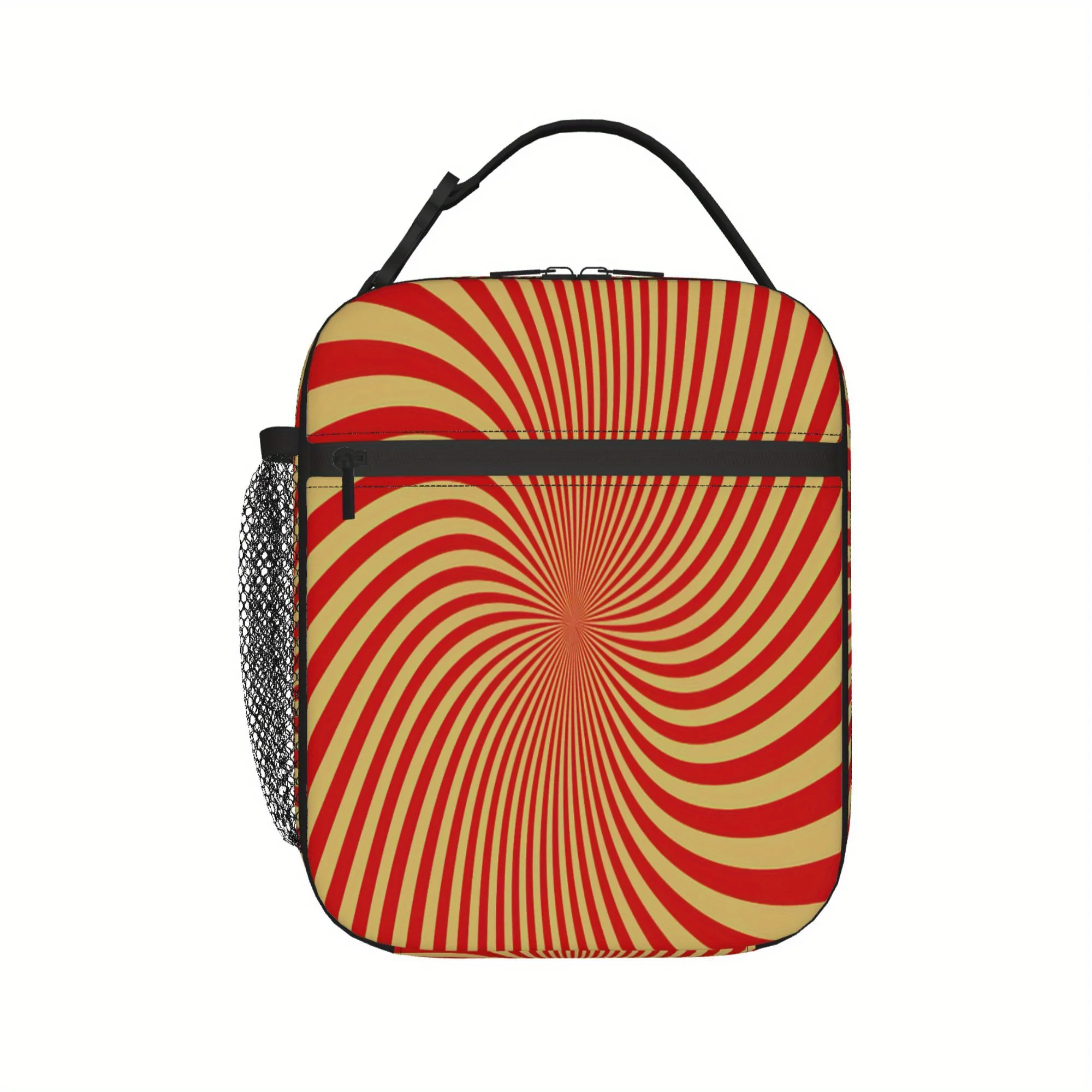 

1 шт. [2D плоская печать] Изолированная коробка для завтрака со спиральным узором Мужская сумка для обеда для работы-тоут для взрослых, большое ведро для обеда, еда для пикника на пляже