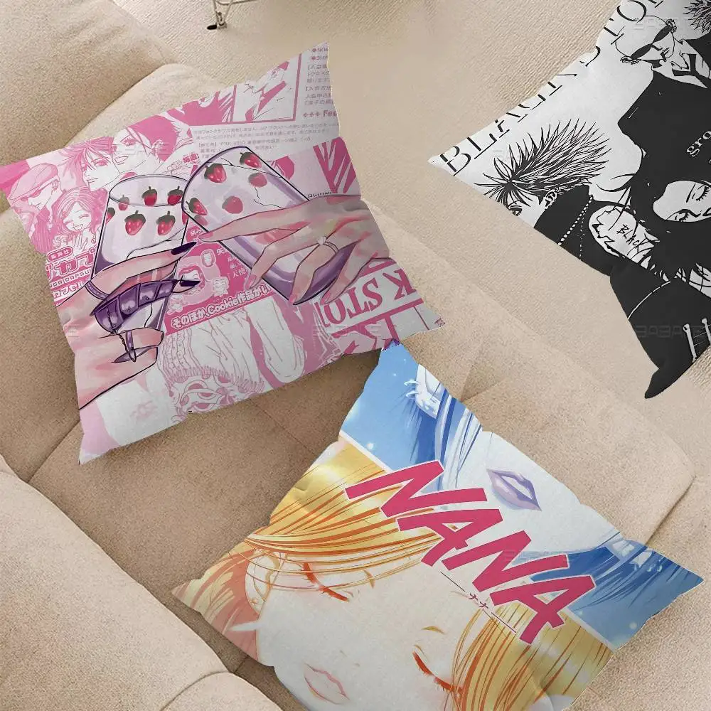 Beliebter N-Nana Anime dekorativer Raumästhetik-Kissenbezug, Heimdekoration, Schlafzimmer, Sofa, Bett, Couch, Kissenbezug, 45 x 45 cm