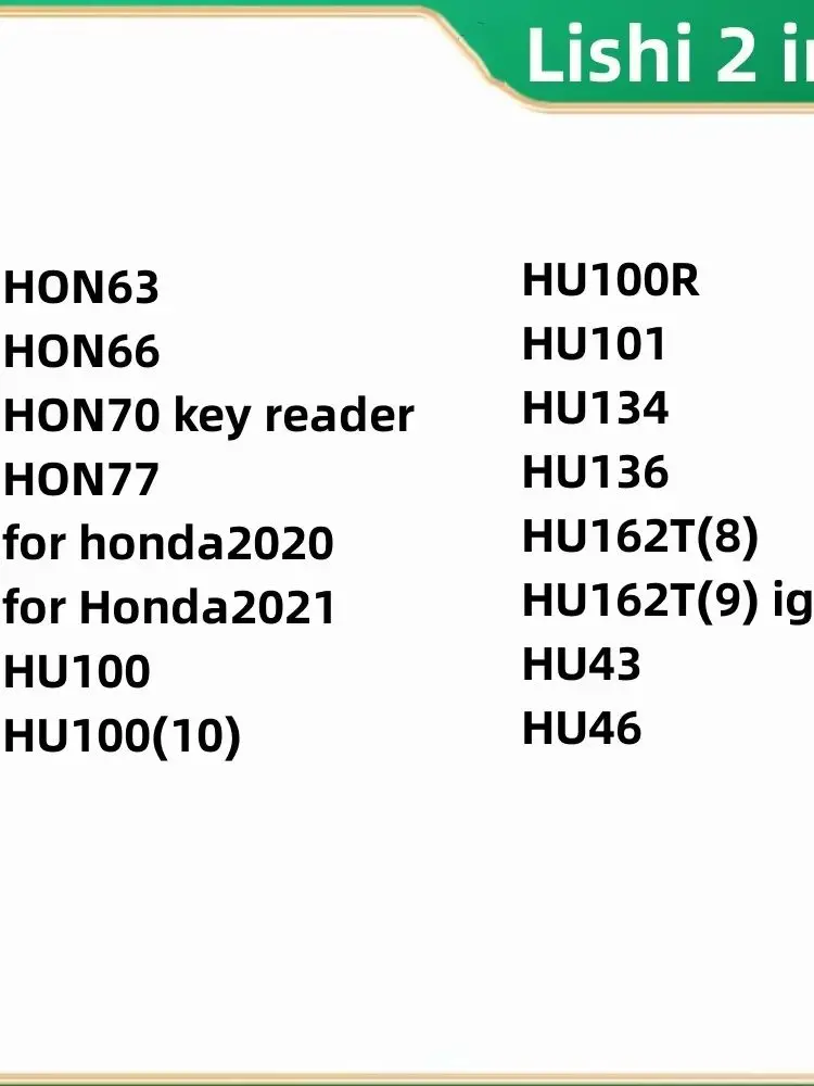 2-in-1 Lishi Werkzeuge HON63 HON66 HON70 Lesegerät HON77 für Honda 2020/2021 HU100 (10) HU100R HU101 HU134 HU136 HU162T(8) T9 Ignition HU43 HU46 – Detail 1