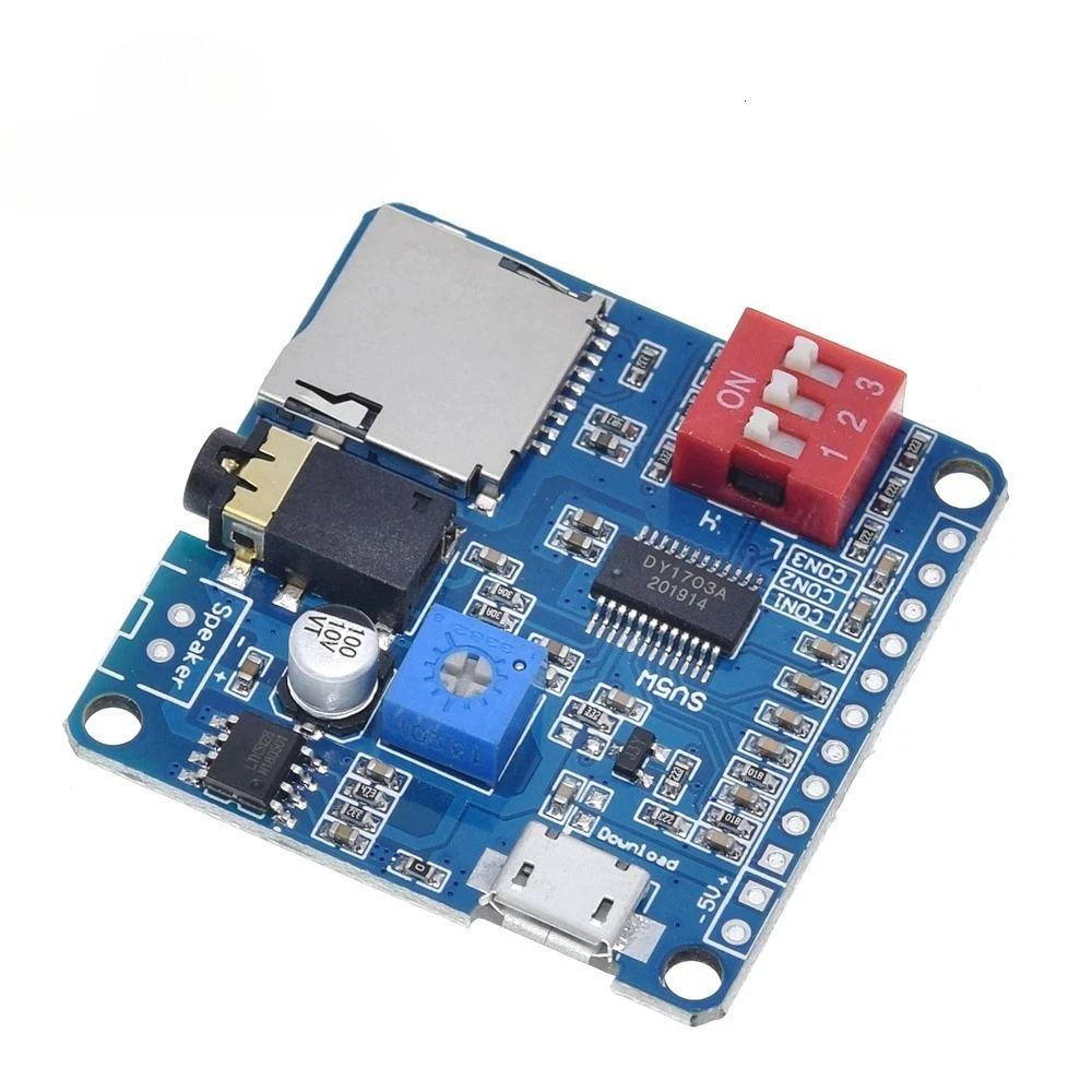 8M Storage 5W Class D Amplifier Voice Sound Playback MP3 Player Module with UART I/O Trigger for DIY Projects DY-SV8F SD/TF Card