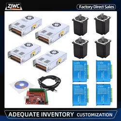 1/3/4Kit 4.5/8.5/12N.m Nema34 Closed Loop Motor+HBS86H Driver+400W60V Power Supply+4 Axis USB Control Board For CNC Machine
