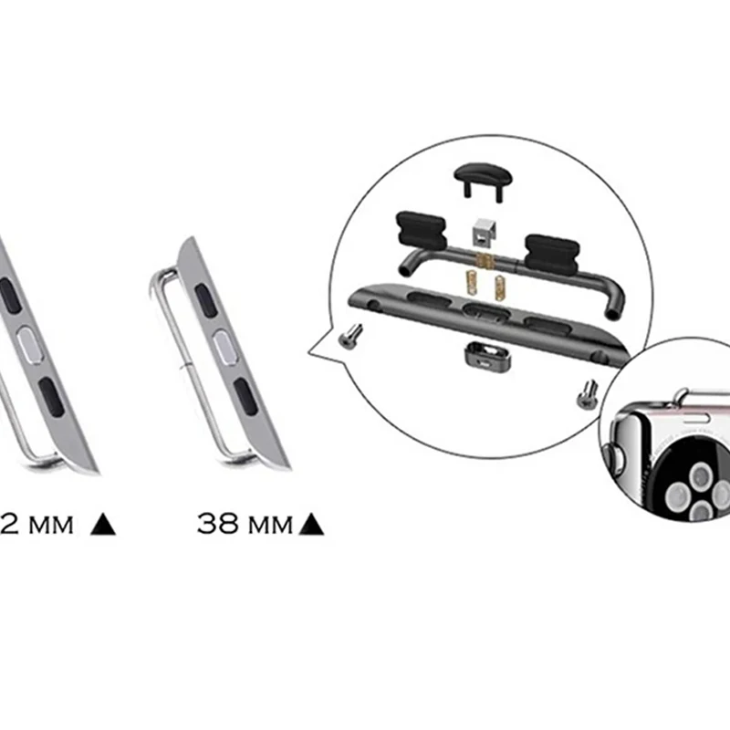 WUTA 1pair Seamless Metal Connector Clasp Buckle Connection Adapter For Apple Watch 38mm/42mm Stainless Steel