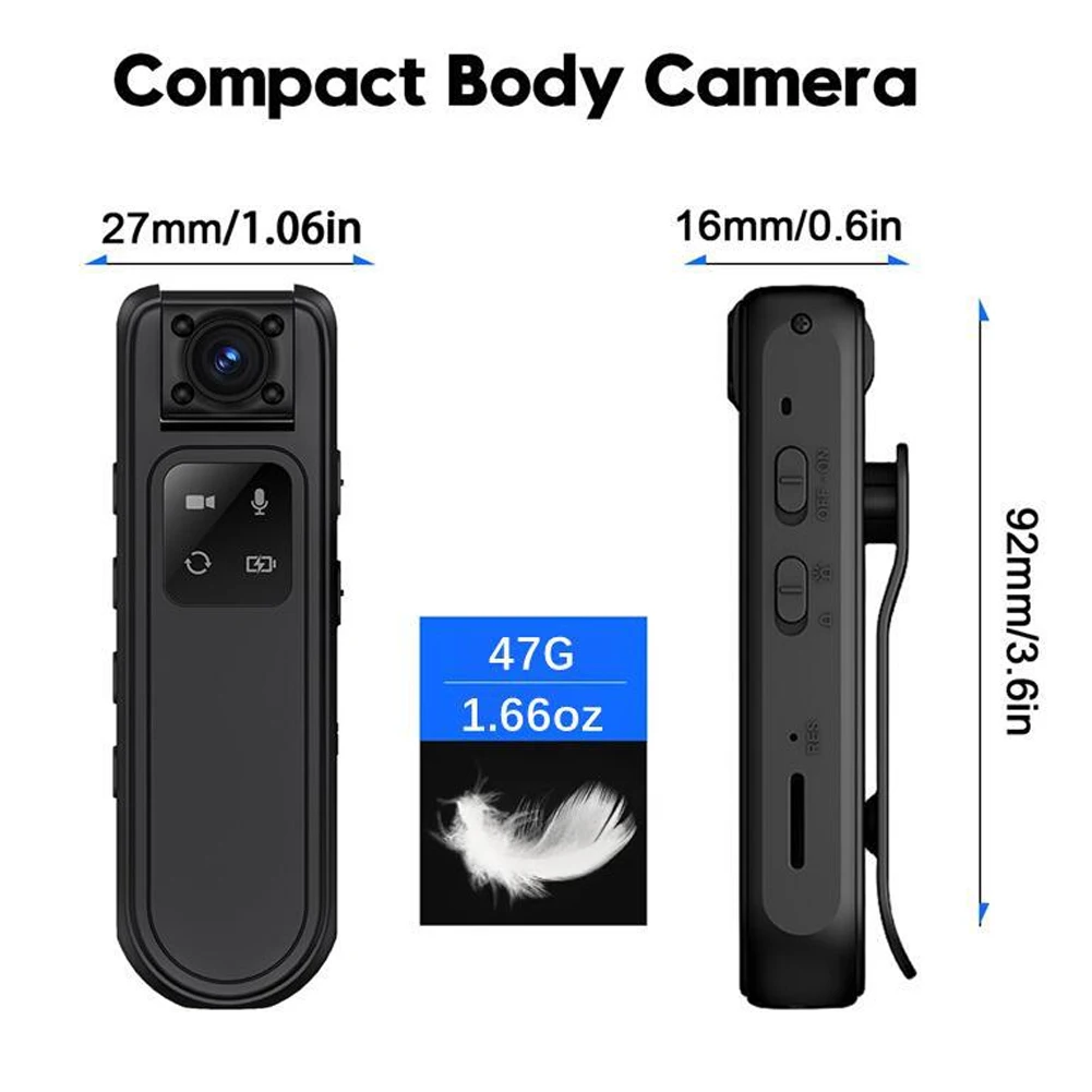 HD 2Kミニカメラ 赤外線ナイトビジョン WiFi対応 バイク/車載DVR 180度回転レンズ搭載 警察用ボディカメラ ミニチュアカムコーダー